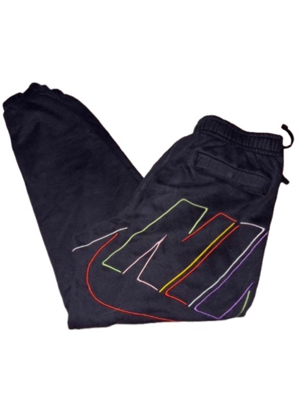 Nike Club Fleece Black Sweatpants with Multicolor Embroidered Graphic size S - Picture 7 of 12